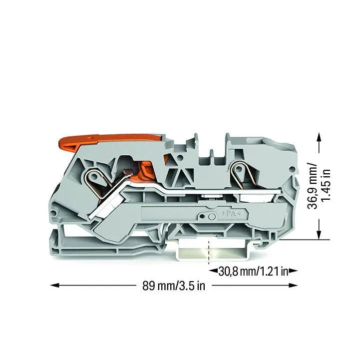 Wago 2110-1201 10mm Terminal Block 2 Conductor Push-in Cage Clamp Grey - Image 2