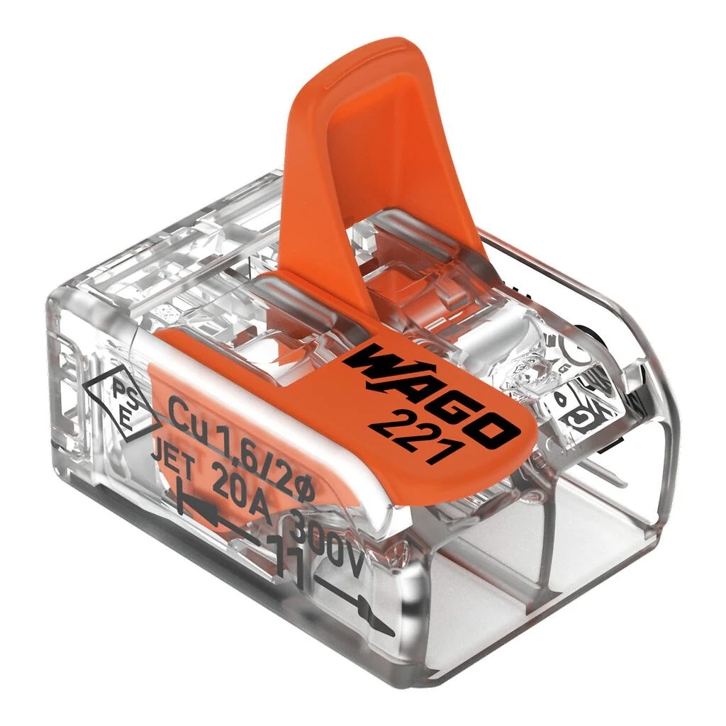 Wago 221-412 2 Way Compact Lever Cable Connector 4mm Orange (Pack of 100) - Image 2