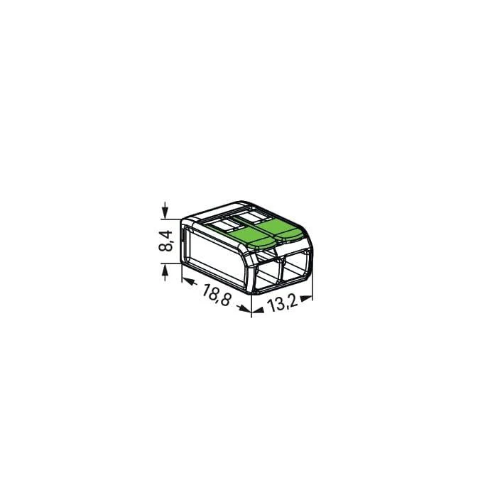 Wago 221-422 2 Way Compact Lever Cable Connector 4mm Green (Pack of 100) - Image 3
