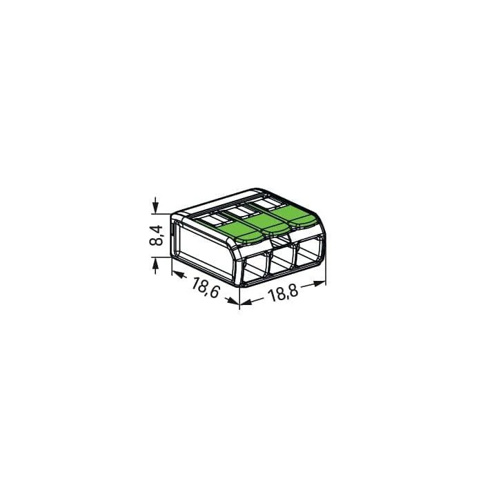 Wago 221-423 3 Way Compact Lever Cable Connector 4mm Green (Pack of 50) - Image 3