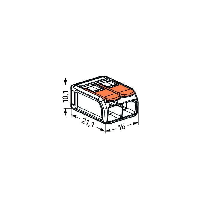 Wago 221-612 2 Way Compact Lever Cable Connector 6mm Orange (Pack of 50) - Image 2