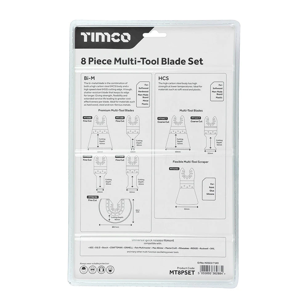 TIMco MT8PSET Multi-Tool Blade Set - 8 Piece Set - Image 3
