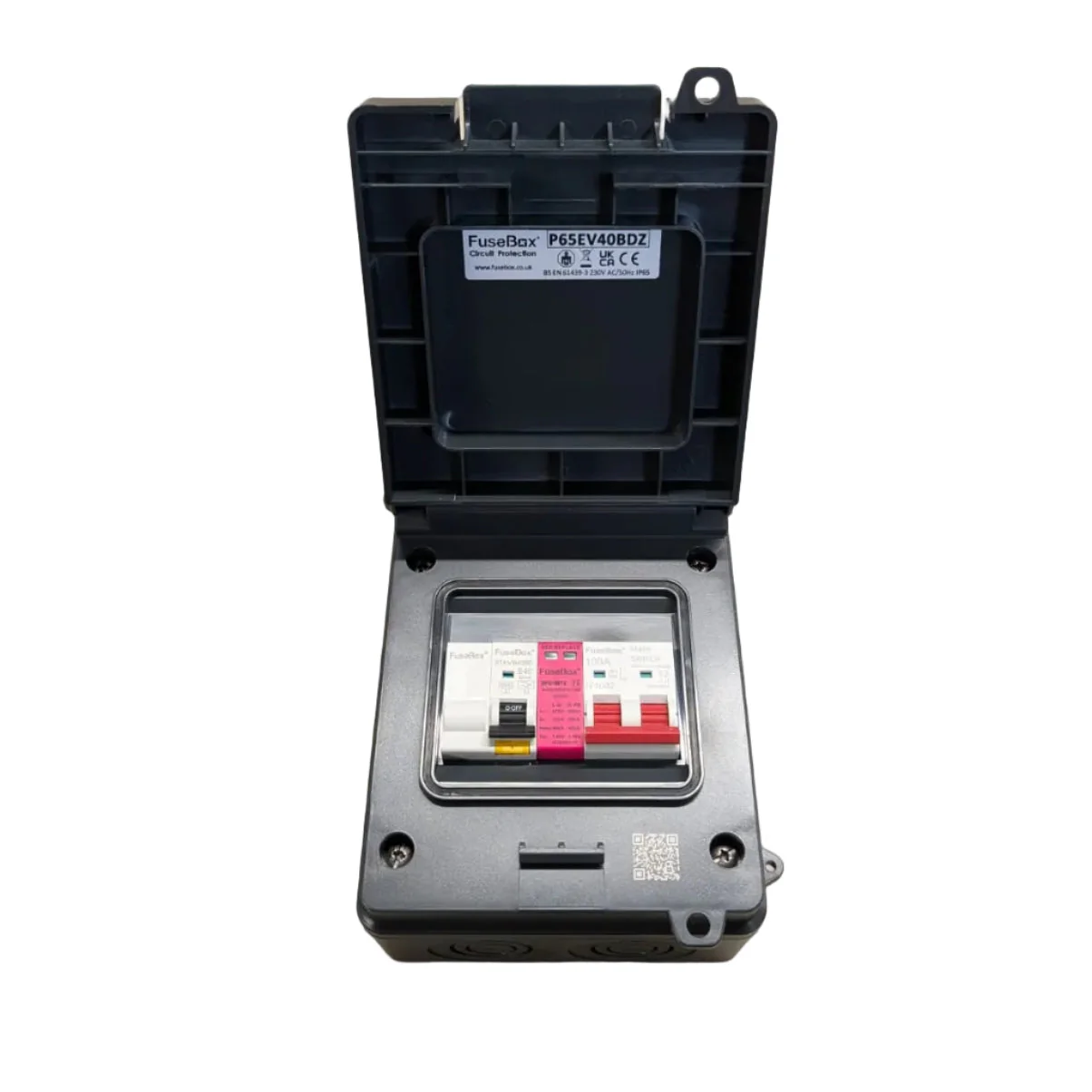 FuseBox P65EV32BDZ IP65 ABS EV Charger Supply Unit with 100A Main Switch, 32A Bi-Directional RCBO and T2 SPD