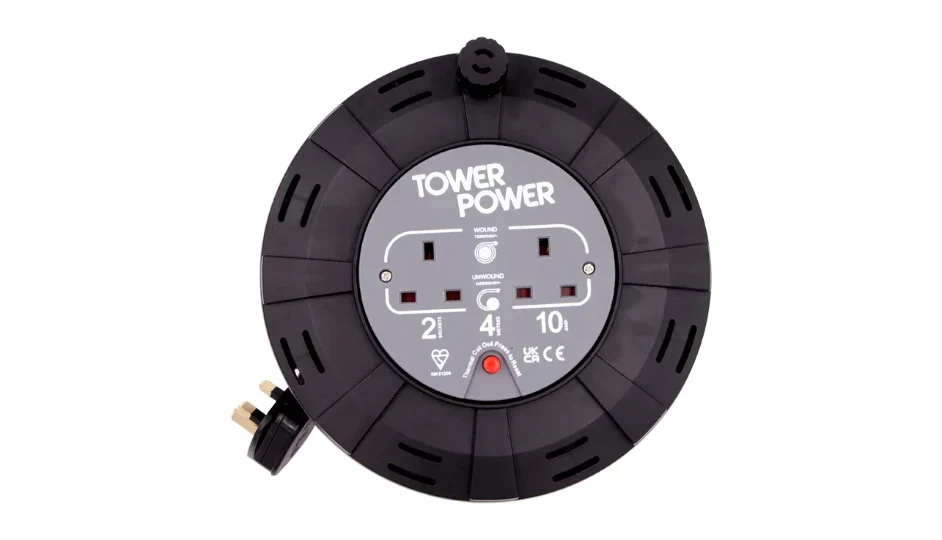 Tower TP10412 2 Socket 4 Metre 10 Amp Cable Reel Cassette